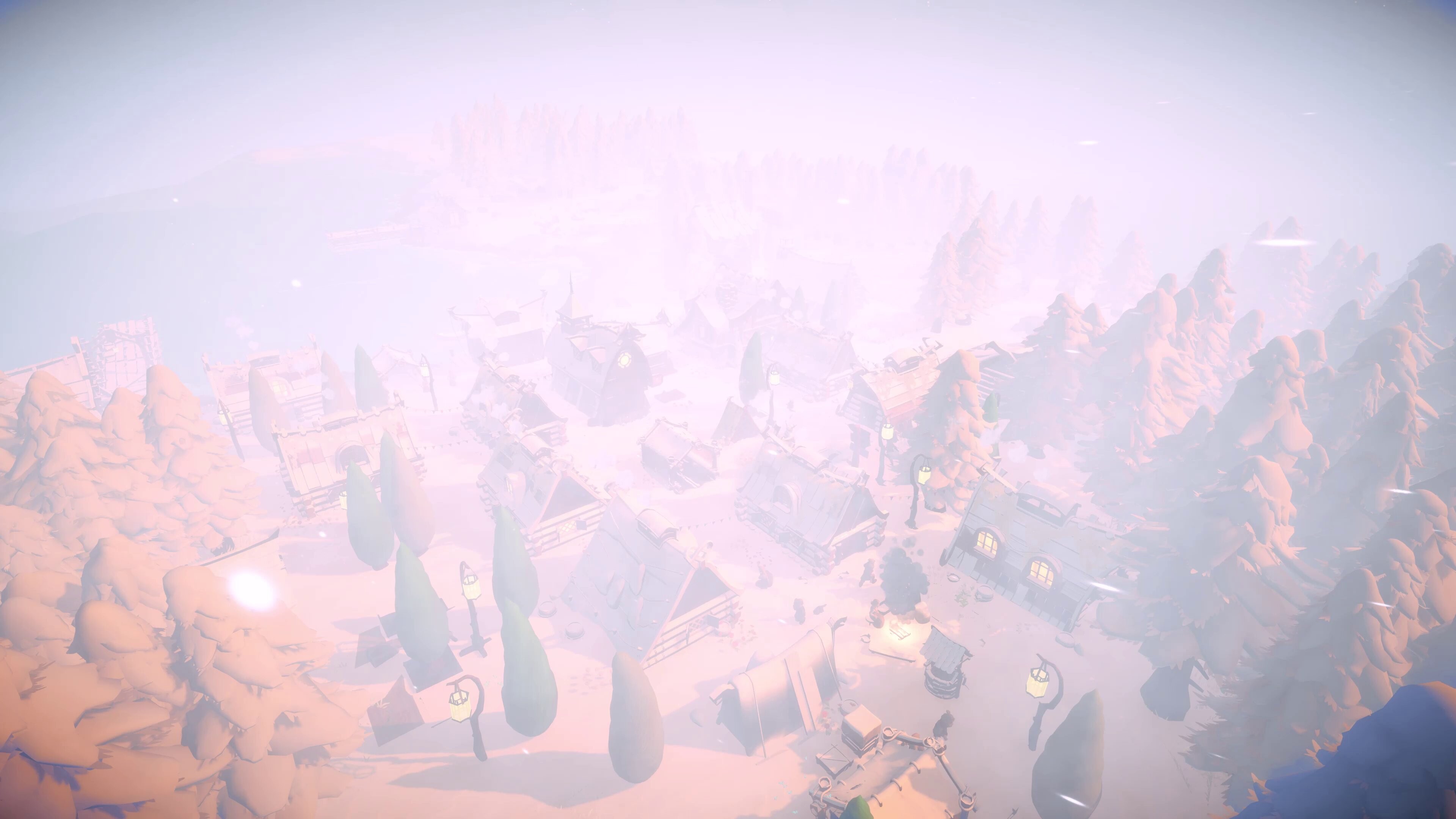 Thveit - A Norse settlement blanketed in winter snow as the season changes