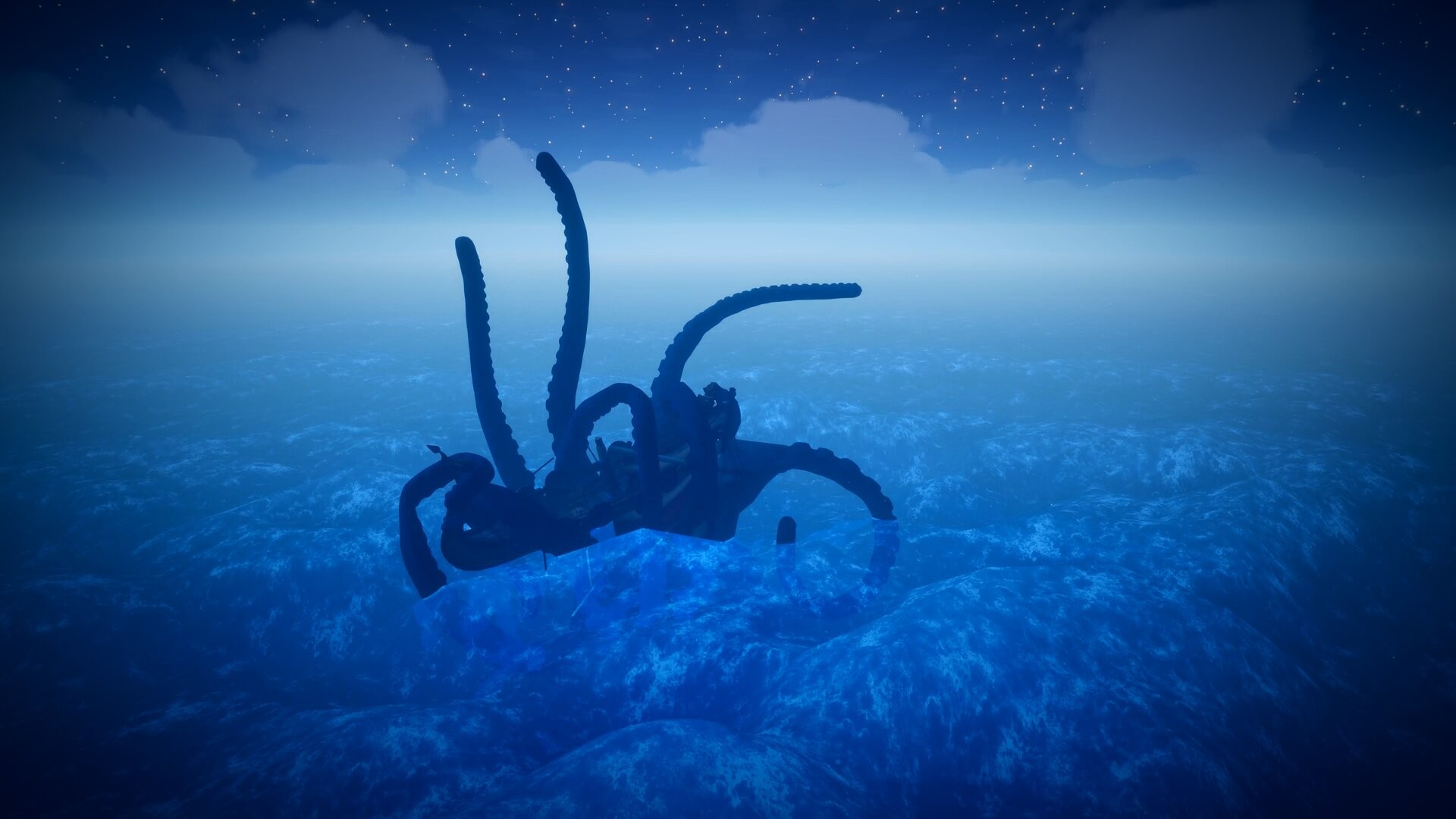 Thveit - the Kraken rising near a trade ship